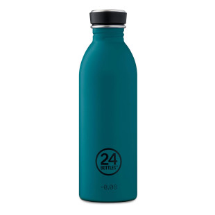 24Bottles Design Trinkflasche 0,5L URBAN aus Edelstahl, petrol - atlantic bay - Frontalansicht